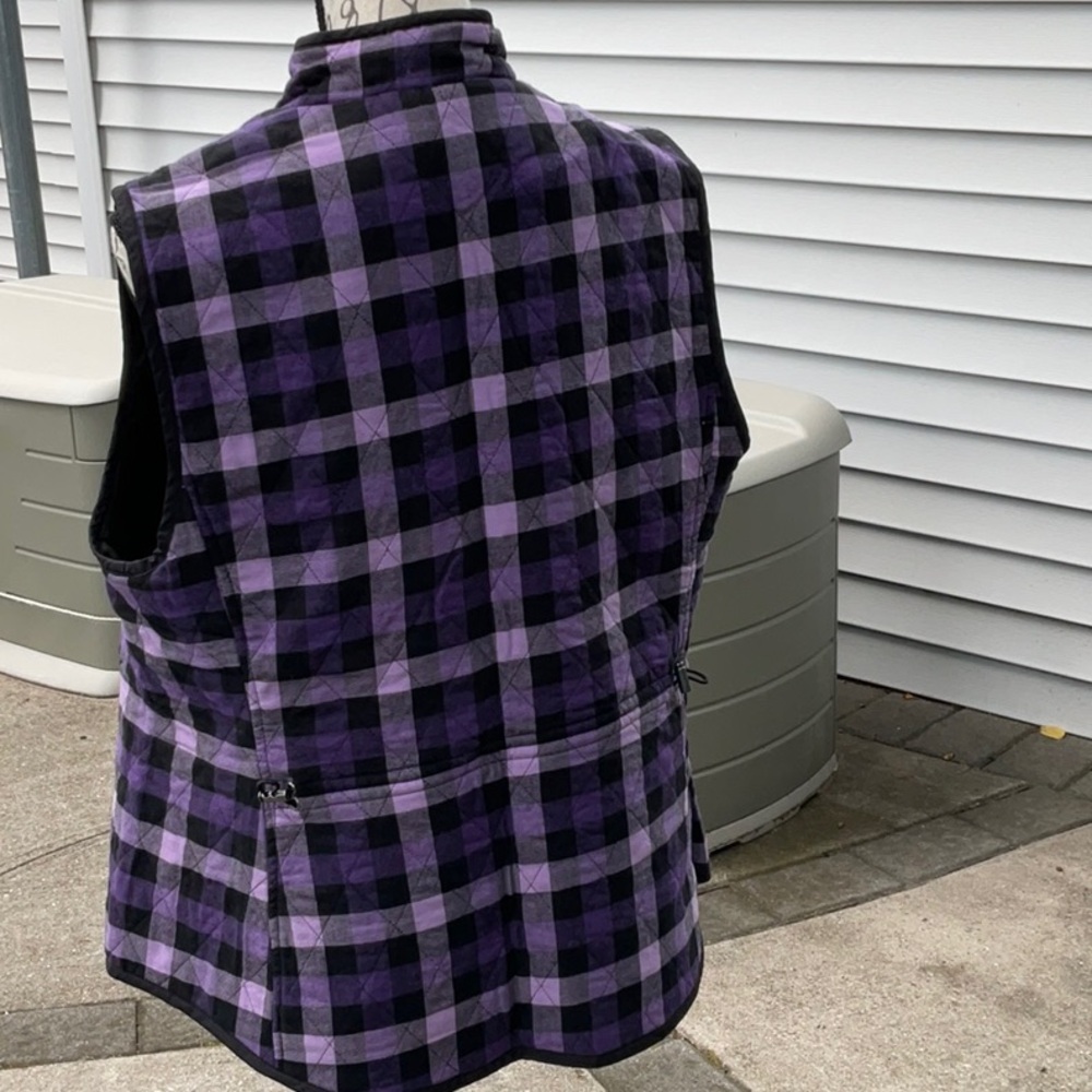 Purple Quilted Vest + Purple Black Plaid Vest Duo - Picture 7 of 8